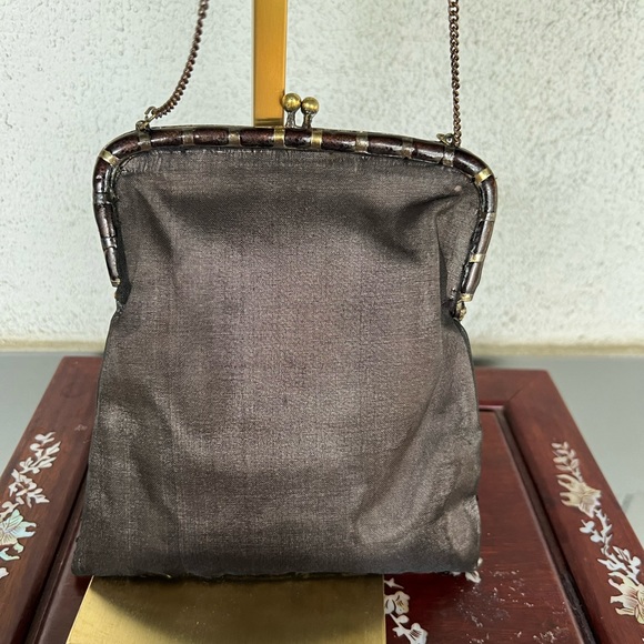 Elegant Beaded Black Silk Handbag Made in India - Picture 3 of 8